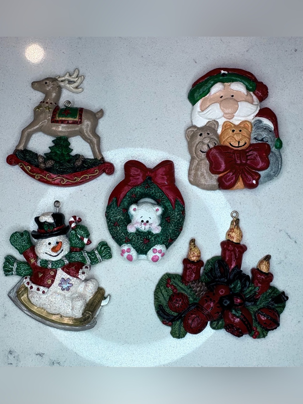 VGT. Ceramic Lot of (5) Christmas Ornaments